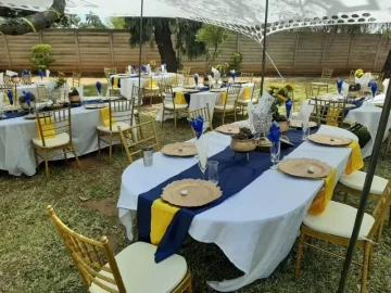 Table set up with Phoenix chairs all for hire