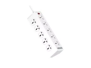 Promate Power Strip with USB Charging Ports, Universal 10 AC Outlets Surge