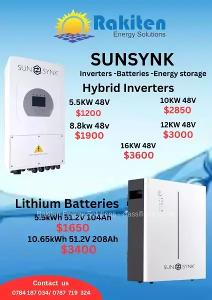 SUNSYNK HYBRID INVERTERS FROM $1200 AND BATTERIES FROM $1650
